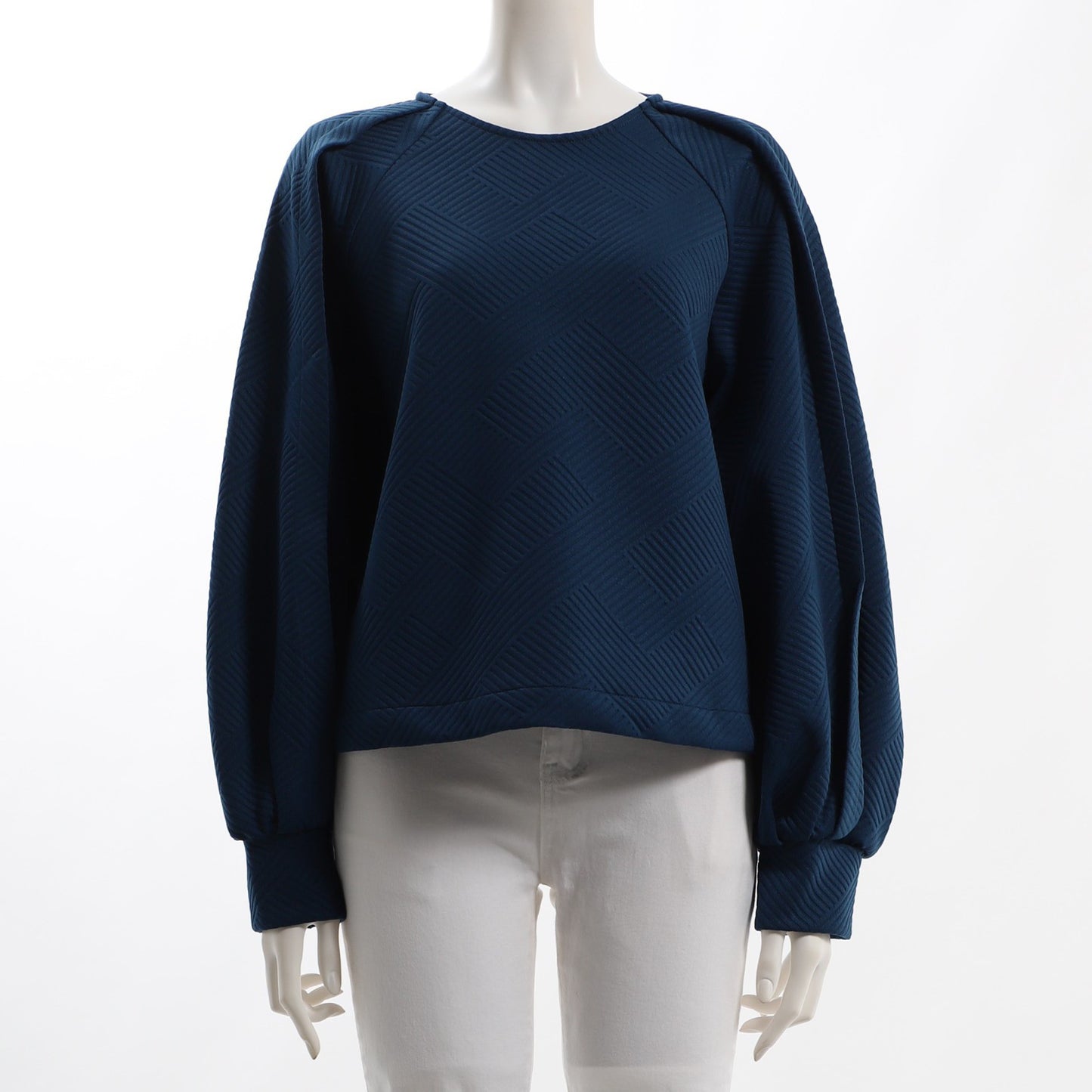 シェブロン編み柄タック袖カットソー