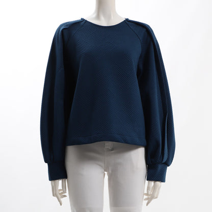 シェブロン編み柄タック袖カットソー