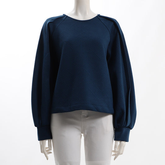 シェブロン編み柄タック袖カットソー