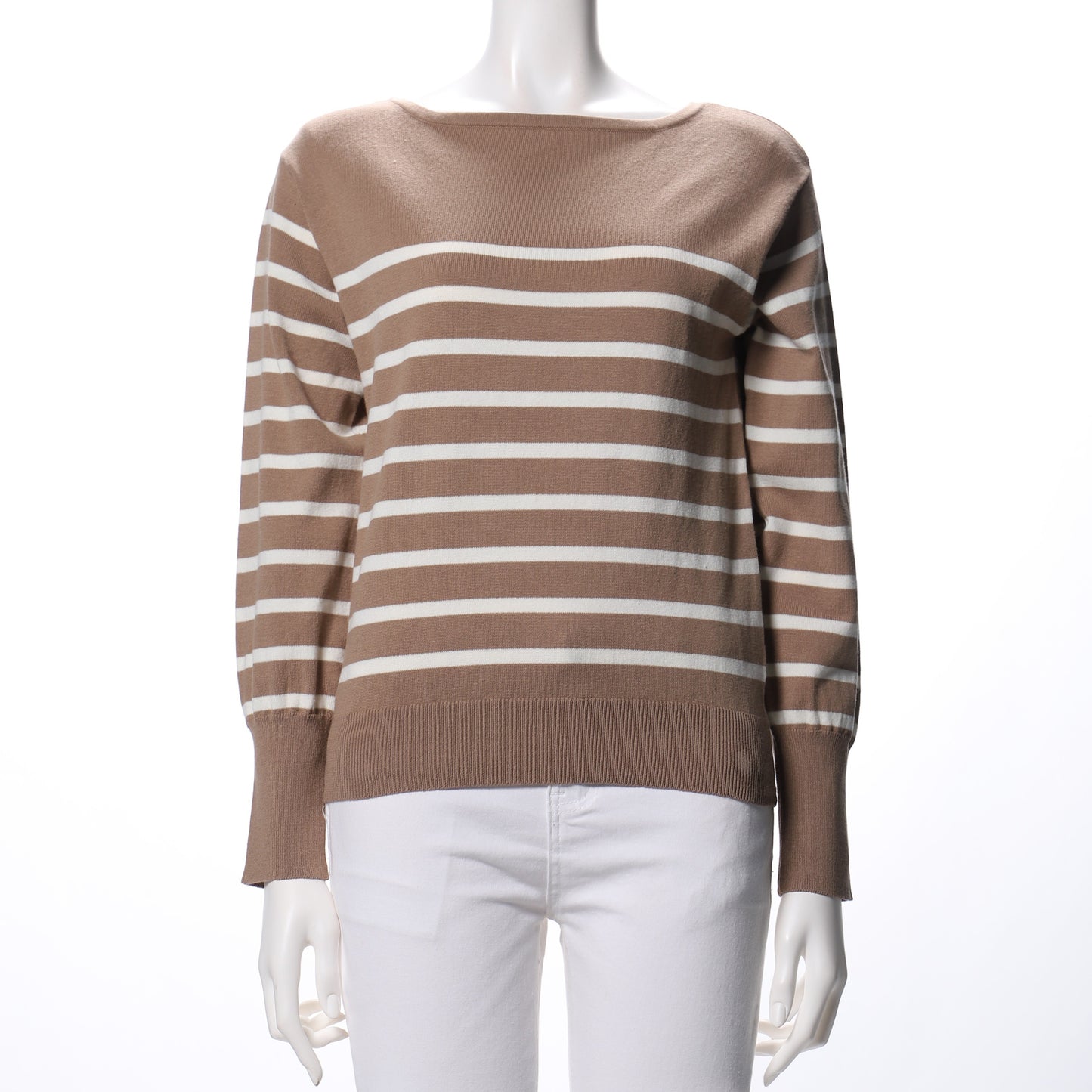 ボーダー柄ボートネックニット