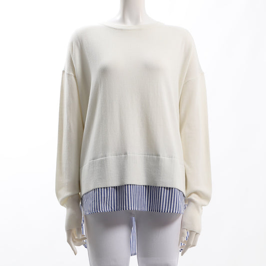 シャツレイヤード風ドロップショルダーニット