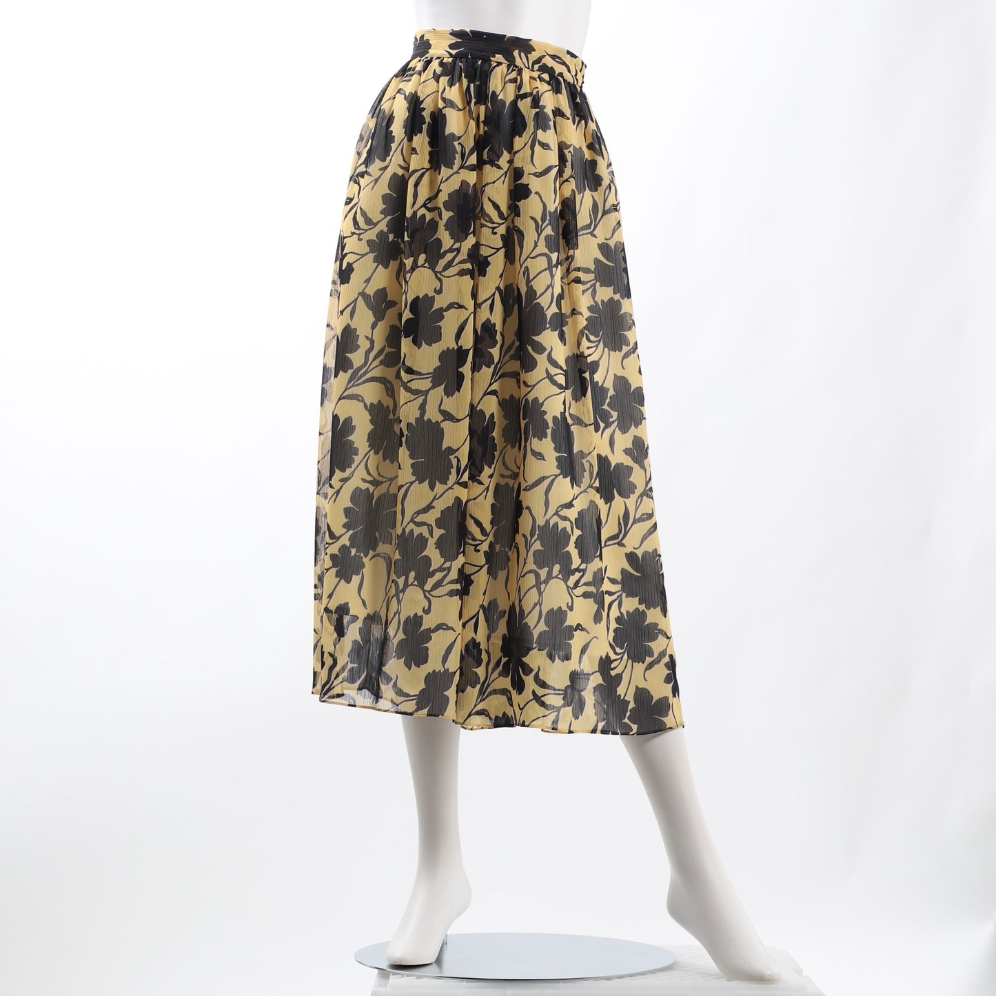 大花柄ギャザーフレアスカート