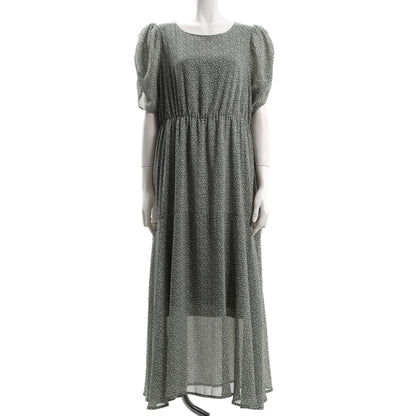 総柄パフスリーブワンピース