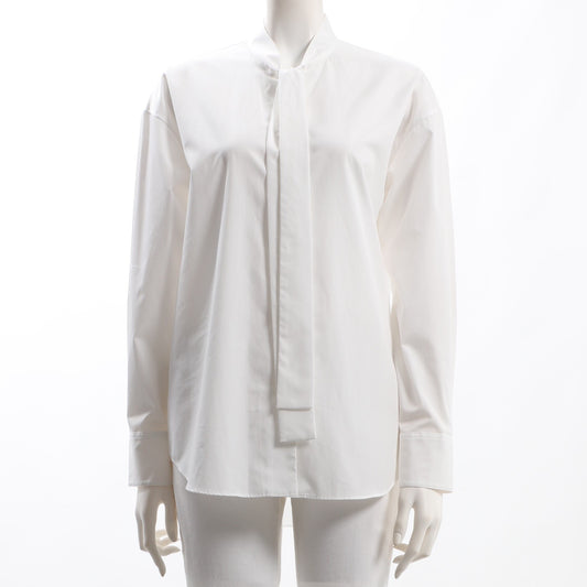 リボンタイ前開きシャツ