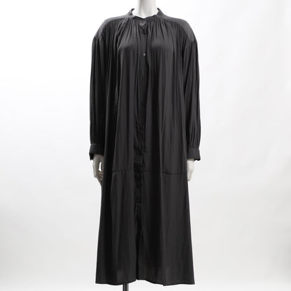 ギャザードネックバンドカラーワンピース