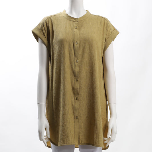 バックデザイン前開きブラウス