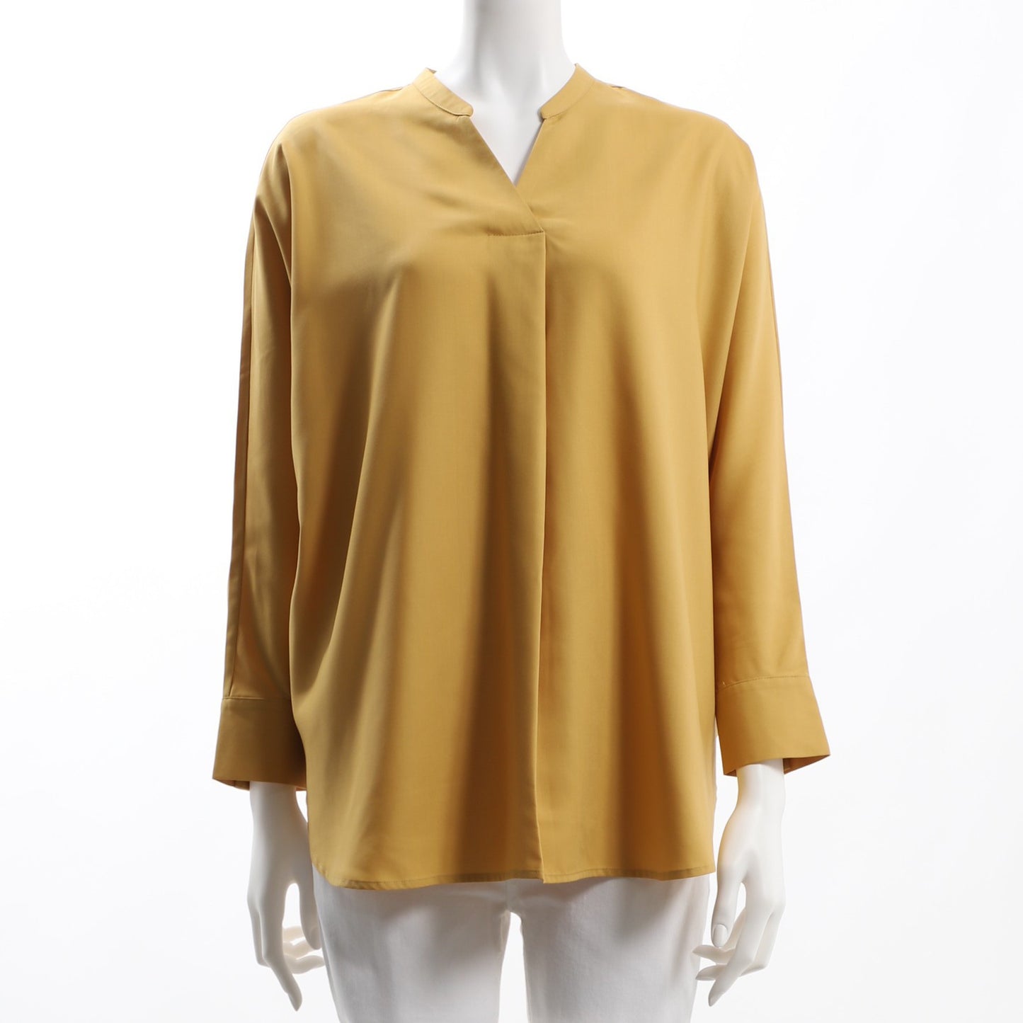 バックデザインオープンフロントネックブラウス