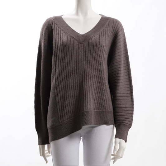 サイドリブ切り替えアシンメトリーニット