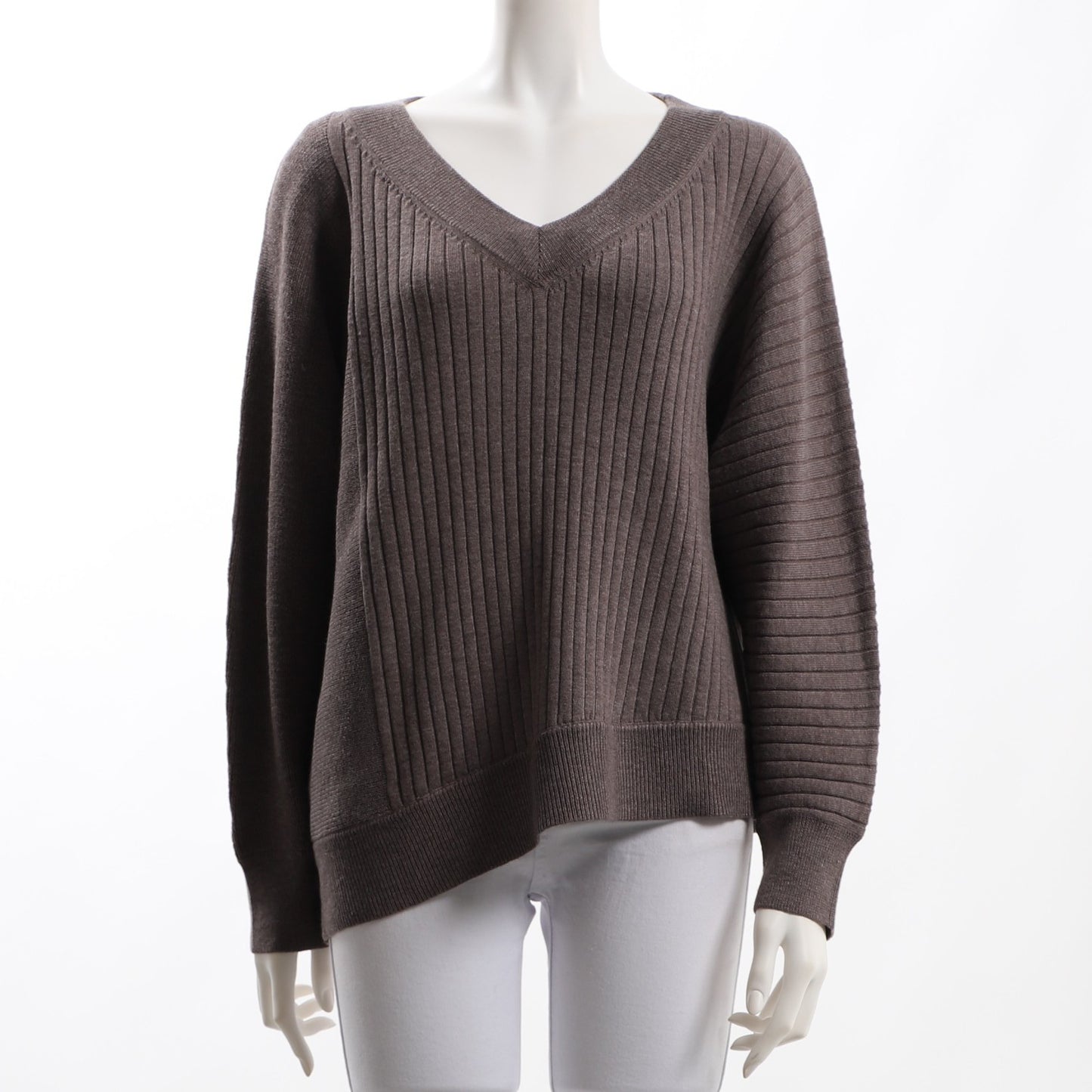 サイドリブ切り替えアシンメトリーニット