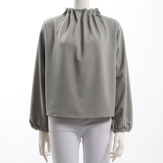 タックデザインネックブラウス