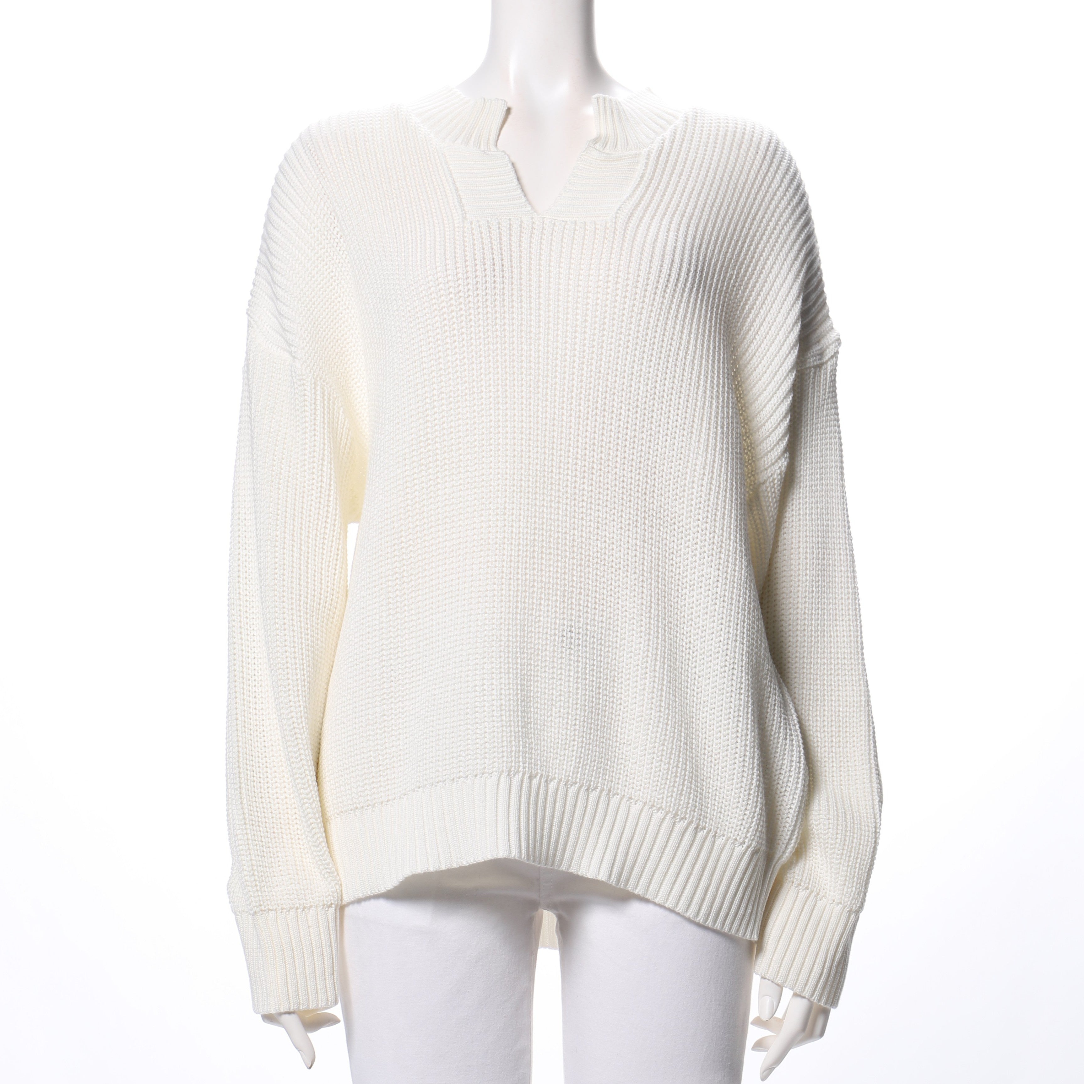 ドロップショルダーオープンフロントネックニット