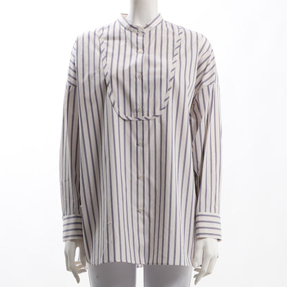 ブザム切り替えストライプ柄バンドカラーシャツ