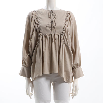 ２連リボンドルマンスリーブブラウス