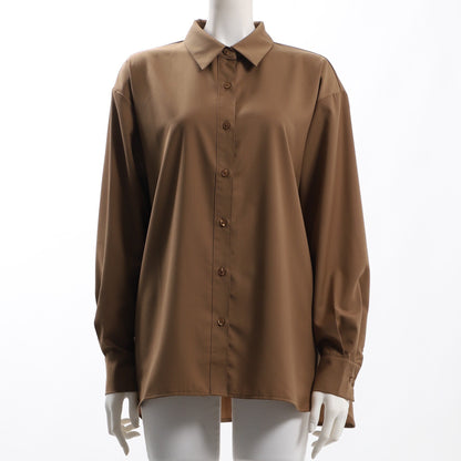 スラッシュポケット前開きシャツブラウス