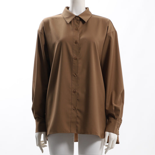 スラッシュポケット前開きシャツブラウス