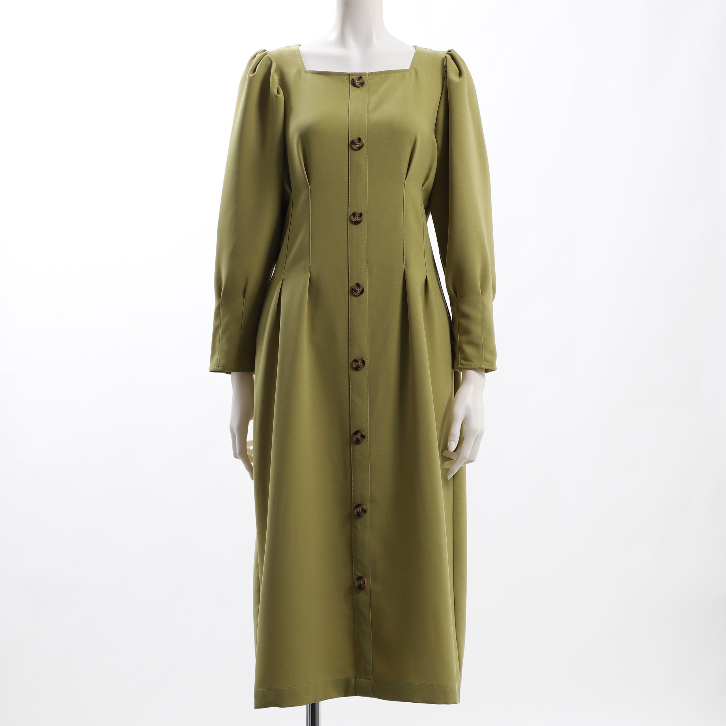 パフスリーブウエストタックワンピース