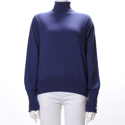 袖金釦タートルネックニット