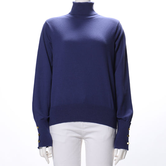 袖金釦タートルネックニット