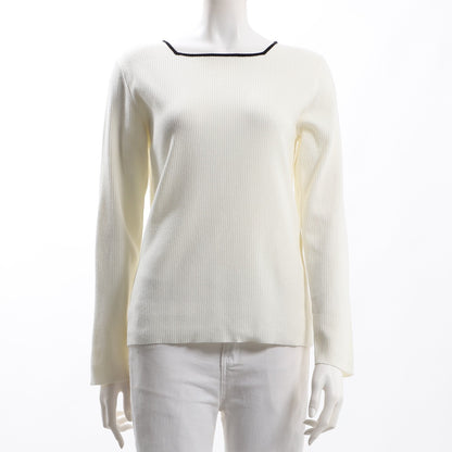 バイカラースクエアネックリブニット