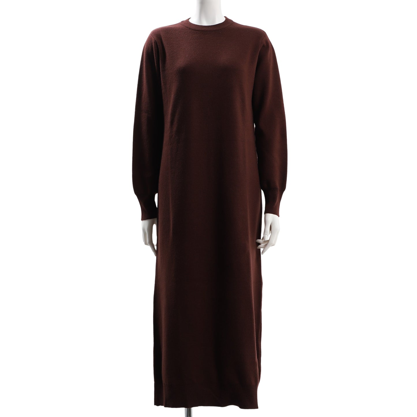 クルーネックシンプルニットワンピース