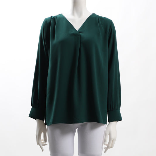 ショルダーデザインVネックブラウス