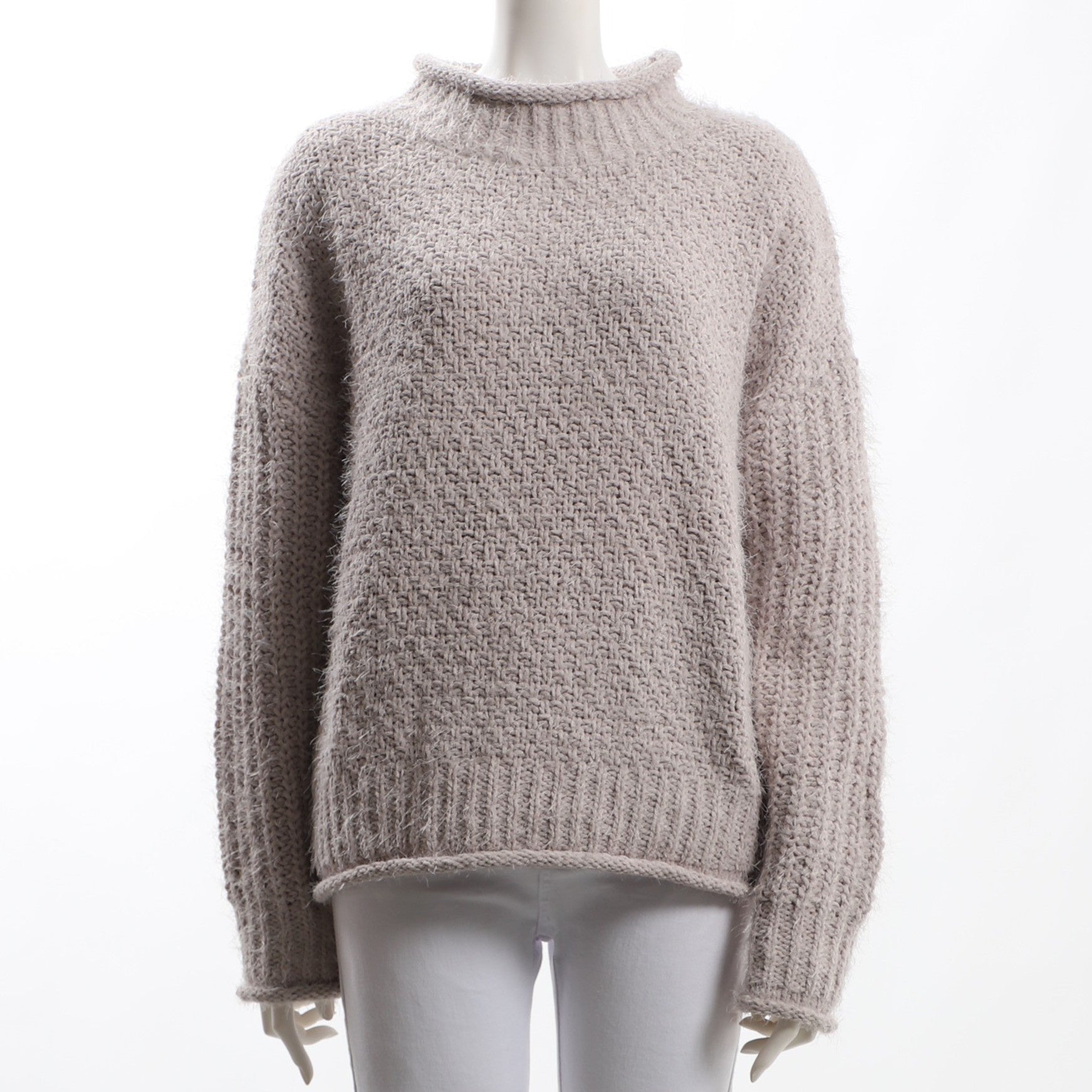 バスケット編ドロップショルダーオフネックニット