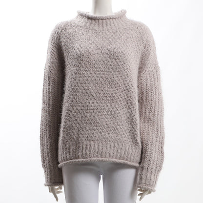 バスケット編ドロップショルダーオフネックニット