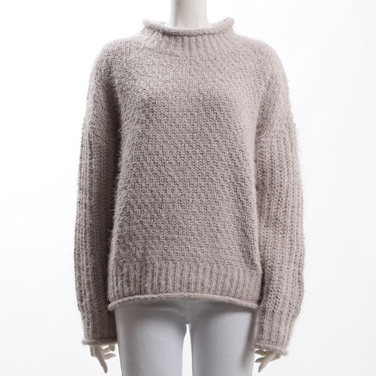 バスケット編ドロップショルダーオフネックニット