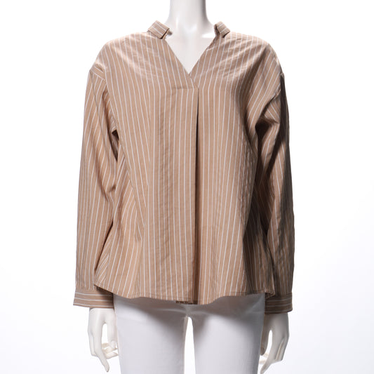 ストライプ柄スキッパーブラウス