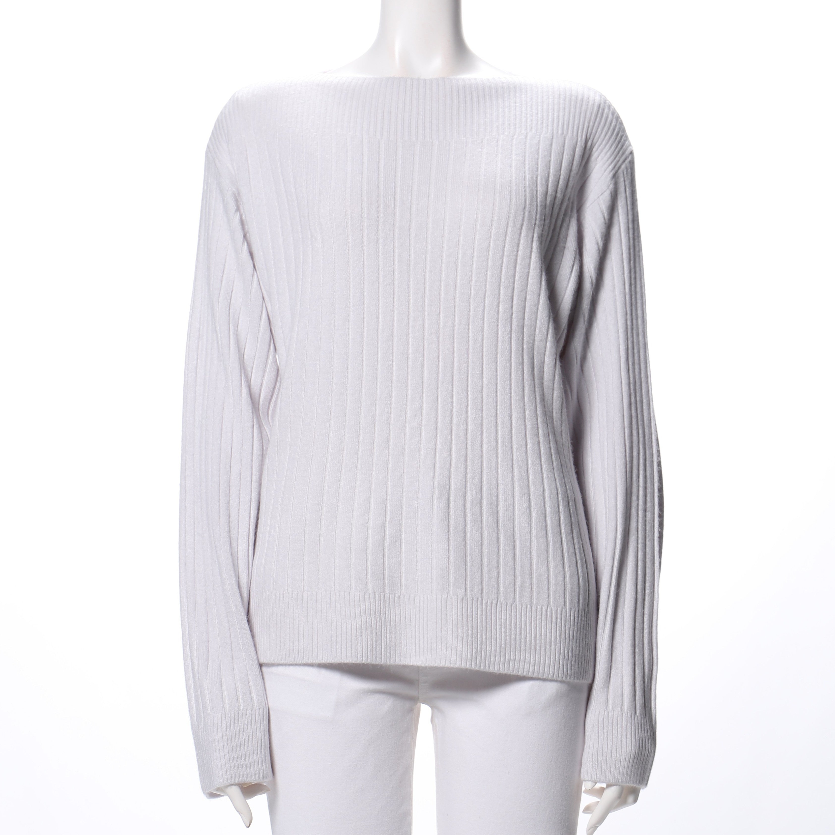 スラッシュドネックリブニット