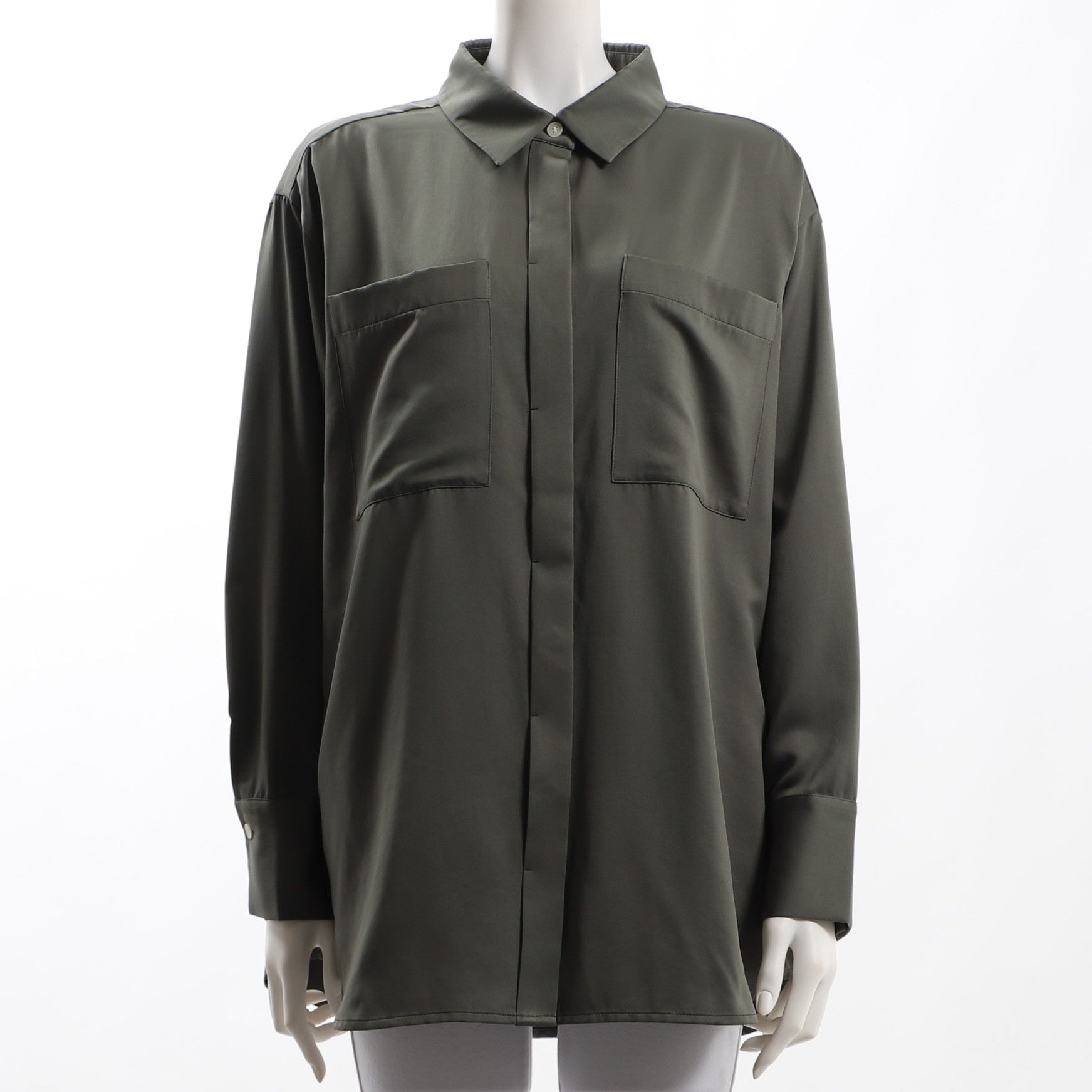 胸元ポケット前開きシャツブラウス