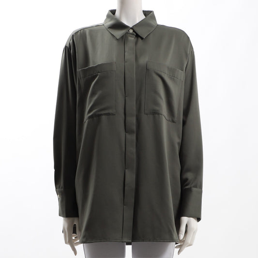 胸元ポケット前開きシャツブラウス