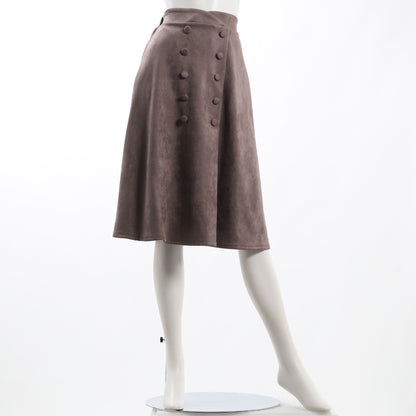 フェイクスウェードダブルボタンフレアスカート