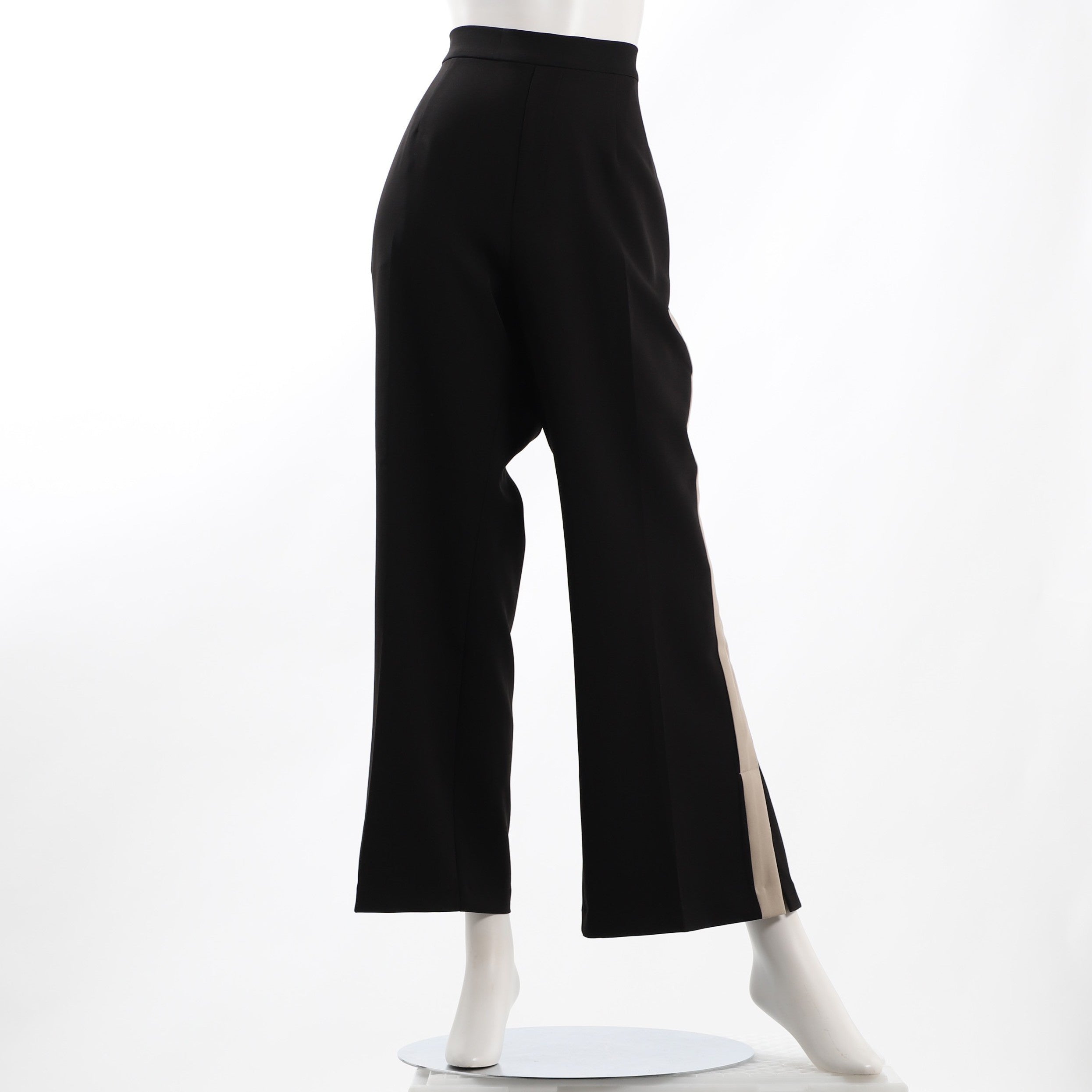 バイカラーデザインサイドスリットワイドパンツ