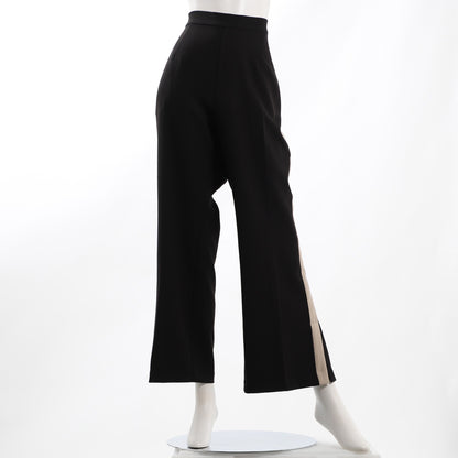 バイカラーデザインサイドスリットワイドパンツ