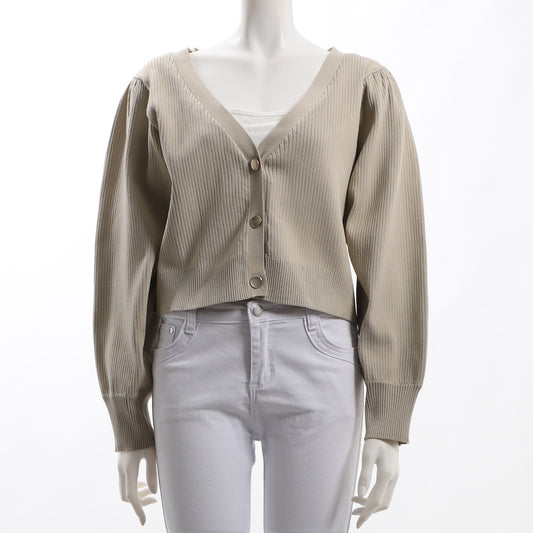 メタルボタン付きVネックカーディガン