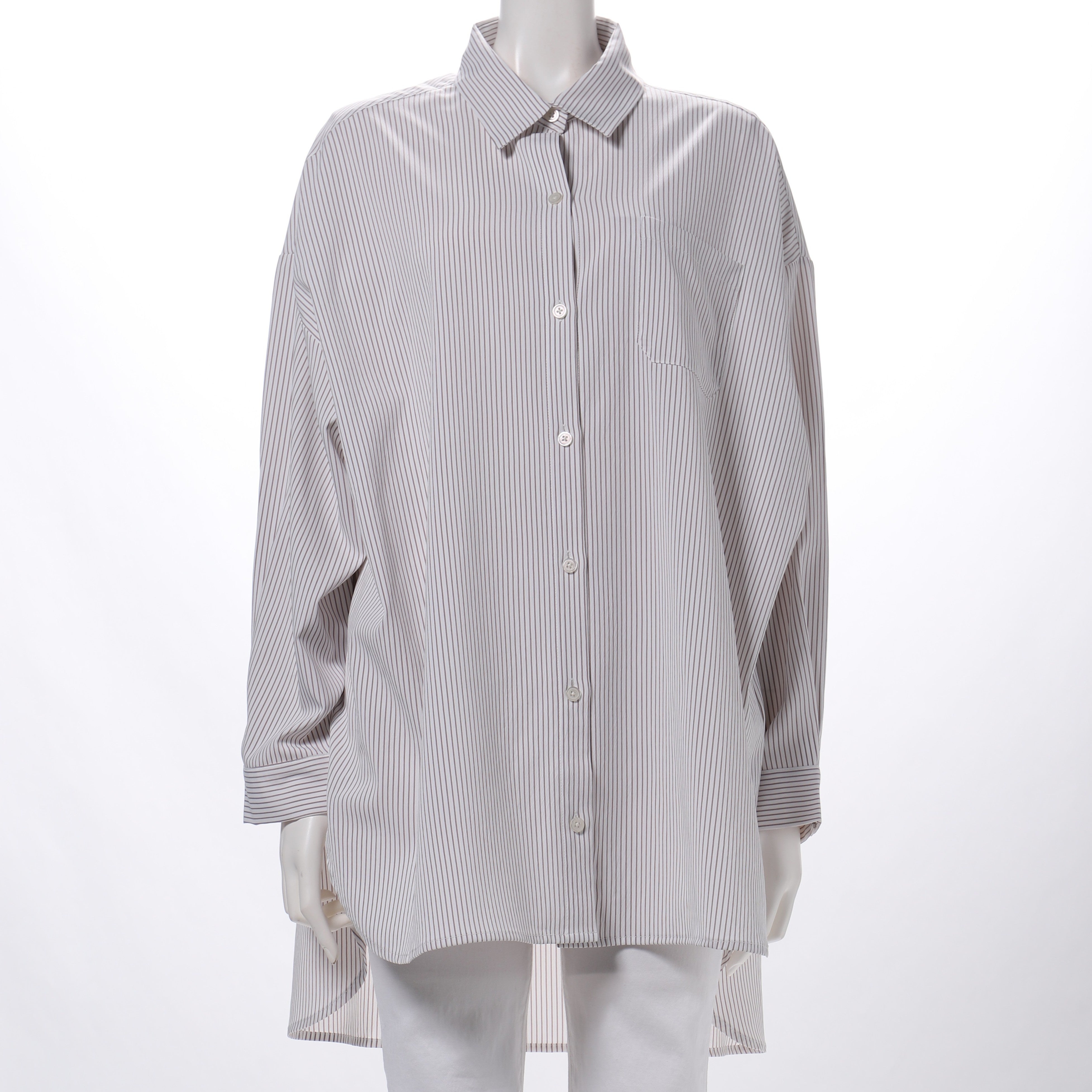 ストライプ柄前開きシャツ