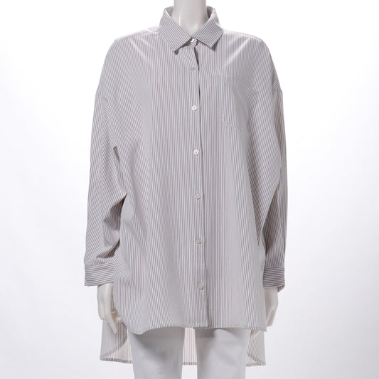 ストライプ柄前開きシャツ