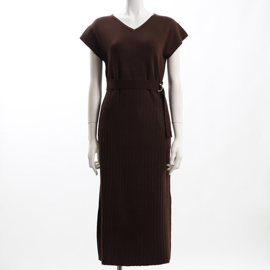 ウエストベルト付リブスカートワンピース