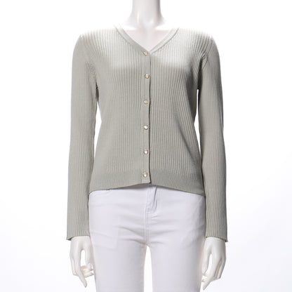 デザイン釦リブカーディガン