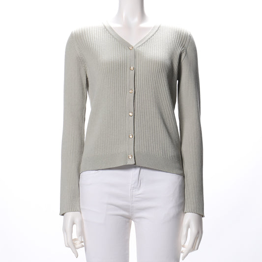 デザイン釦リブカーディガン