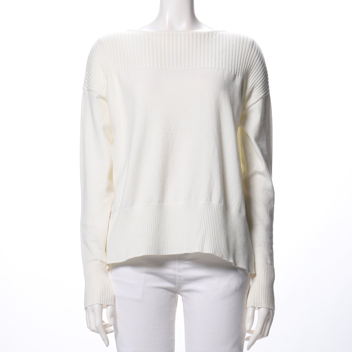 リブ切り替えドロップショルダーニット