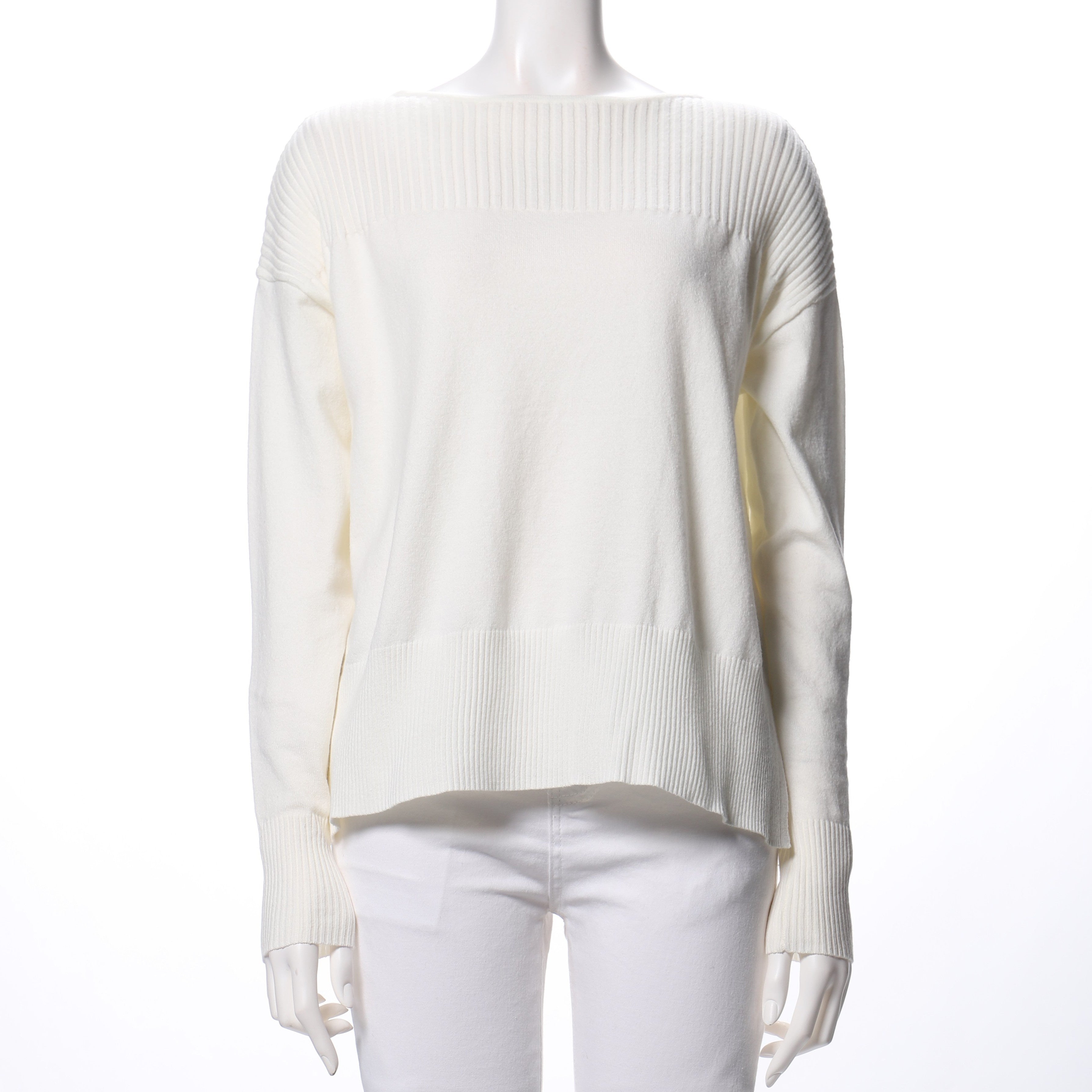 リブ切り替えドロップショルダーニット