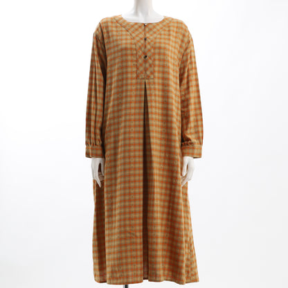 フロントボタンチェック柄ワンピース