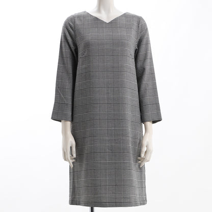 グレンチェック柄Vネックワンピース