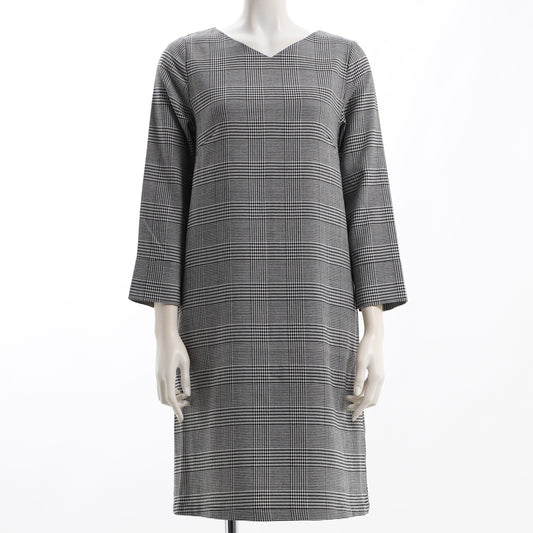 グレンチェック柄Vネックワンピース