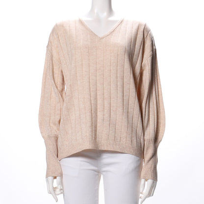 ワイドリブVネックニット
