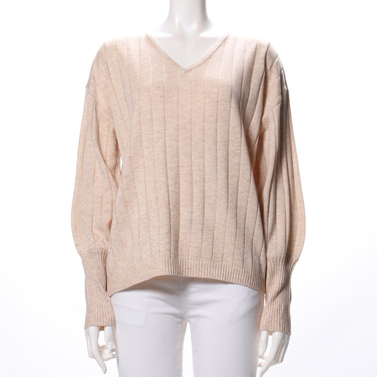 ワイドリブVネックニット