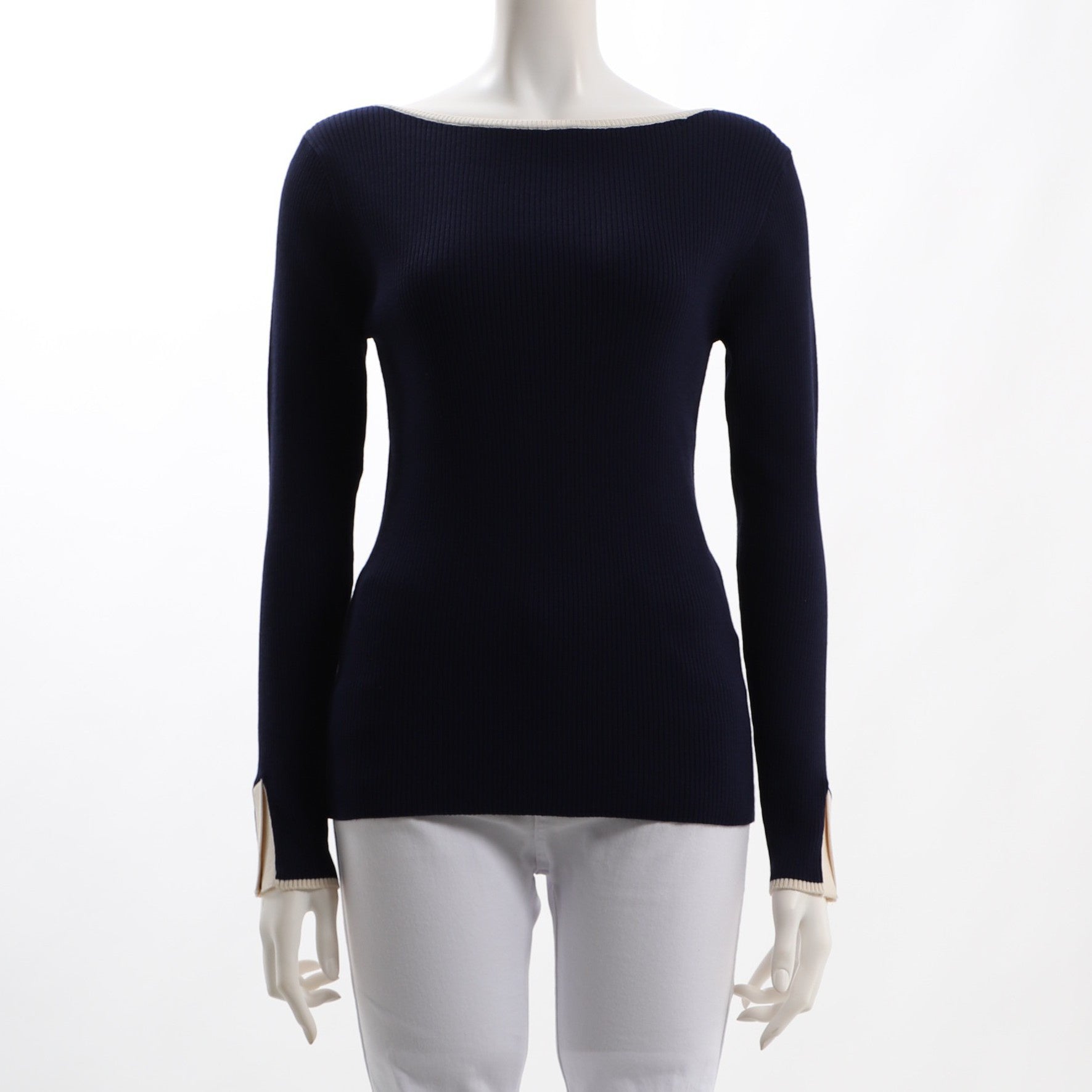 バイカラーデザインリブニット