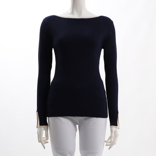 バイカラーデザインリブニット